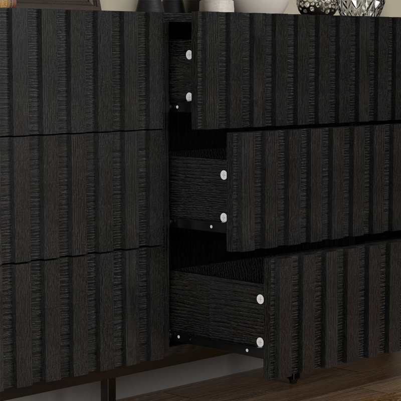 9  Drawer 59.1 " W Double Dresser, Black