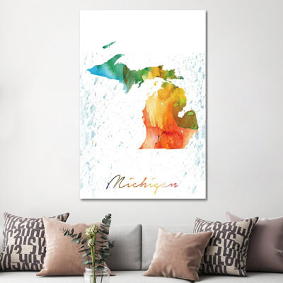 Michigan State Colorful by WallDecorAddict - Wrapped Canvas Gallery-Wrapped Canvas Giclée