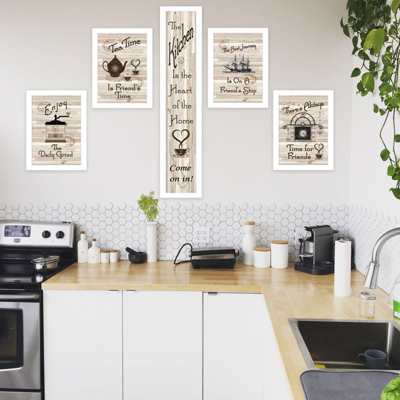 «Kitchen Friendship Collection» par Milkwork Engineering - Impression de 5 cadres photo sur papier, Cadre blanc