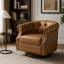 Fauteuil d'appoint pivotant moderne avec dossier incurvé et revêtement de qualité supérieure pour un salon confortable