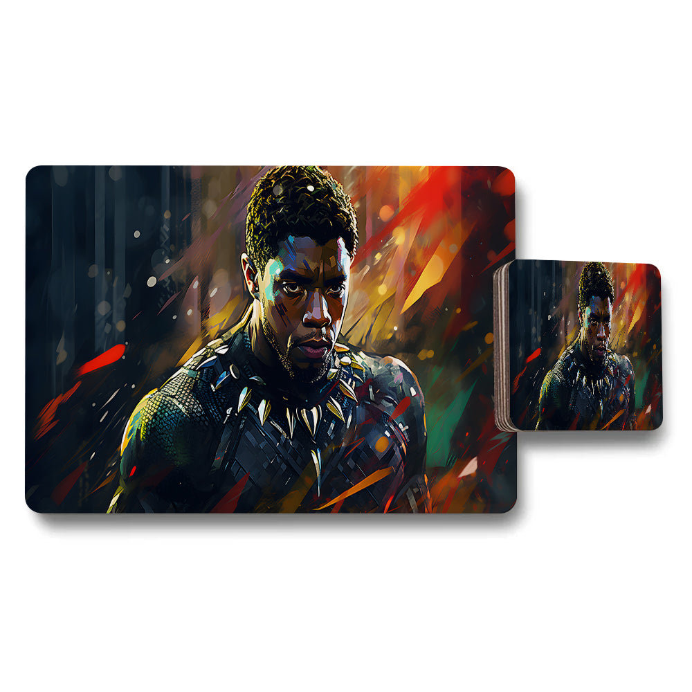 Black Panther Themed Placemat And Coaster Set With Dynamic Art
