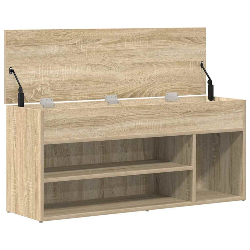 Chawana 10 Pair Shoe Storage Bench, Natural Wood