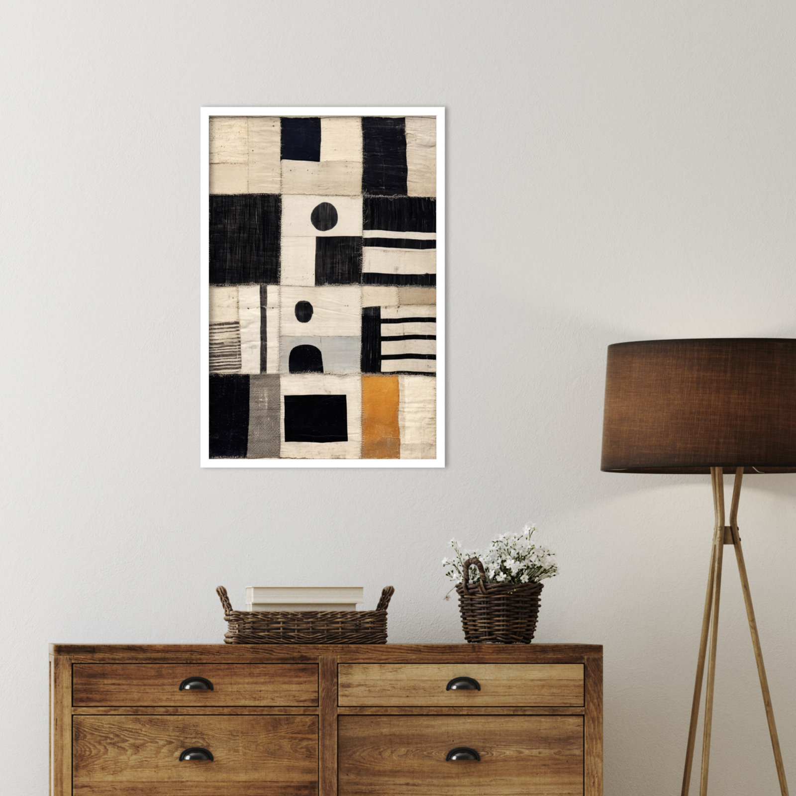 Galya "Sewn Fabric" Print by Treechild, White, 33" H x 23" W