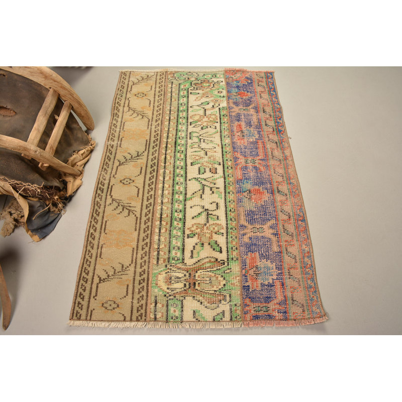 Tapis Boho, petits tapis de 2,9 x 4,2 pi, tapis de cuisine, tapis bleu Oushak, tapis turcs, tapis rétro