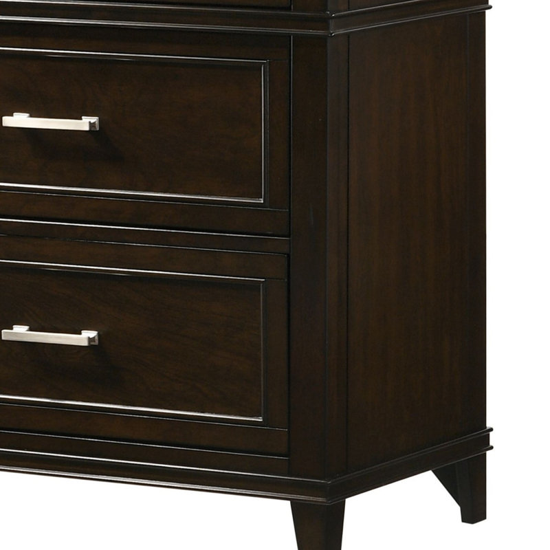 Commode 6 tiroirs Merlot, solution de rangement moderne et spacieuse avec des peupliers massifs et de la quincaillerie sur mesure