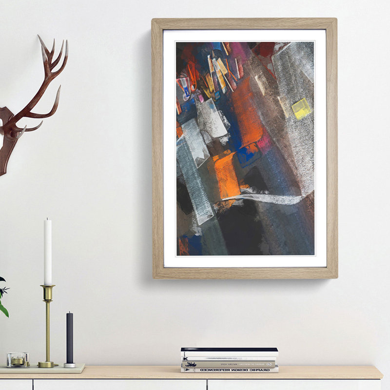 Strokes of Colour in Abstract - Framed Print, 65cm H x 48cm W x 2cm D, Oak Framed