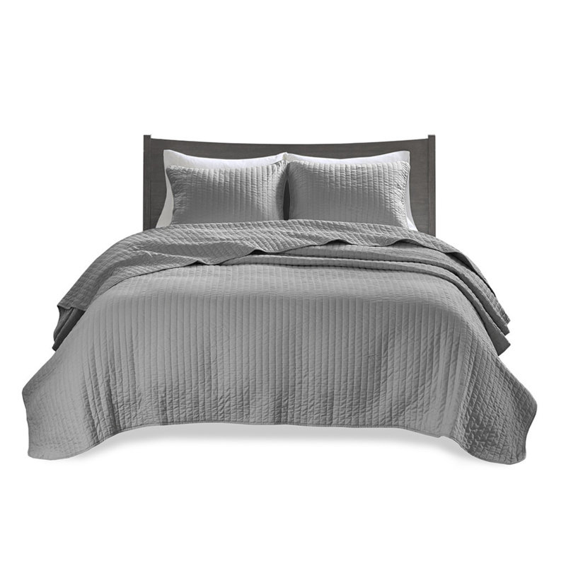 Ensemble d'édredon en fausse fourrure, Gris, Courtepointe pour grand lit + 2 taies décoratives