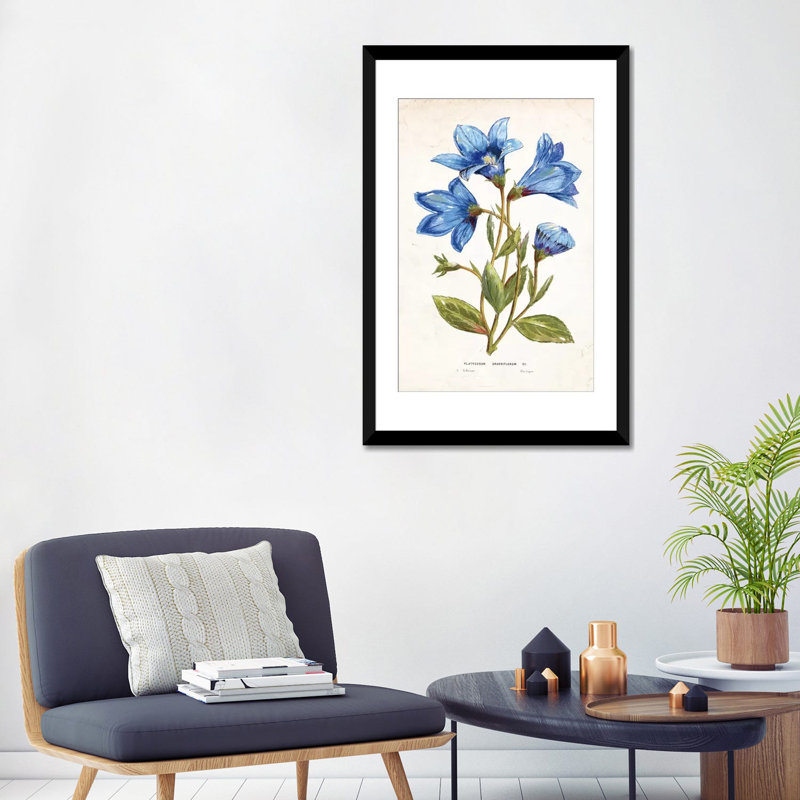 « blue impression », impression sur toile, H 24 po x l 16 po x P 1 po, Papier d'art encadré noir, Blanc