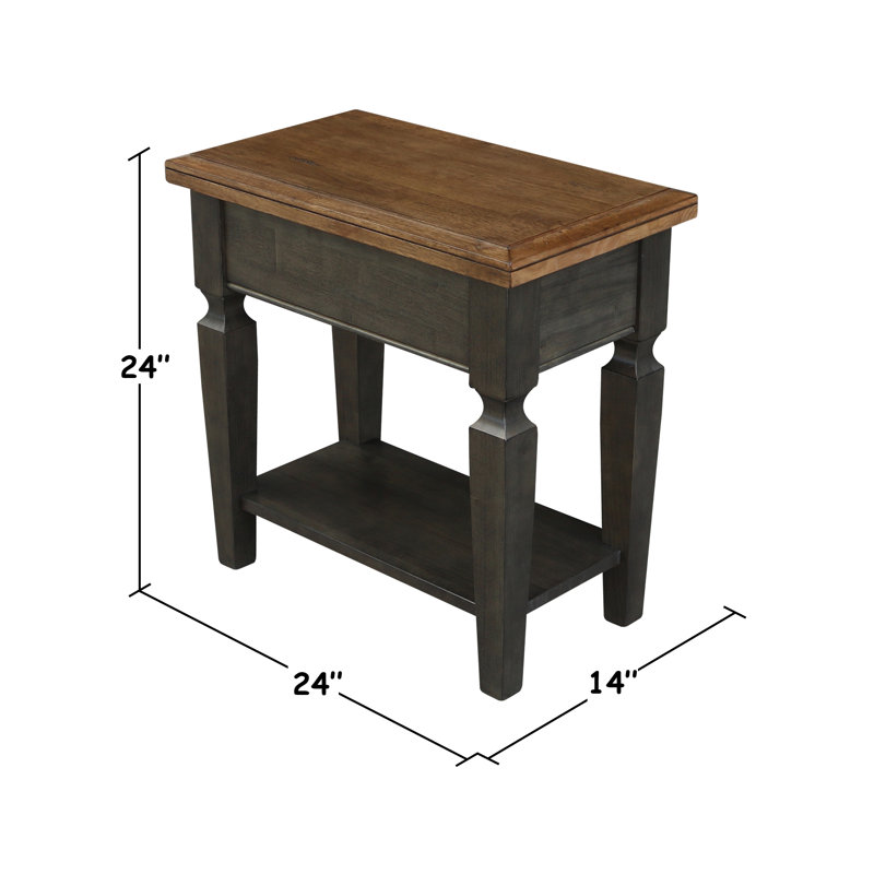 Briseno Solid Wood End Table, Hickory/Washed Coal