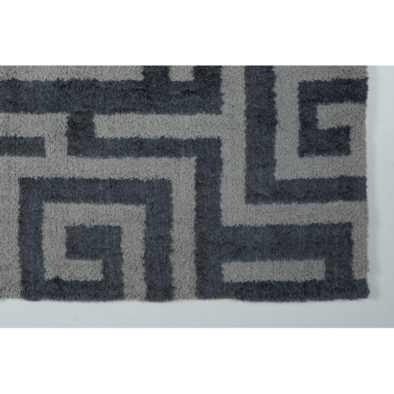 Gris géométrique/tapis décoratif noir Raminez, Rectangle 6 pi 6 po x 9 pi 6 po