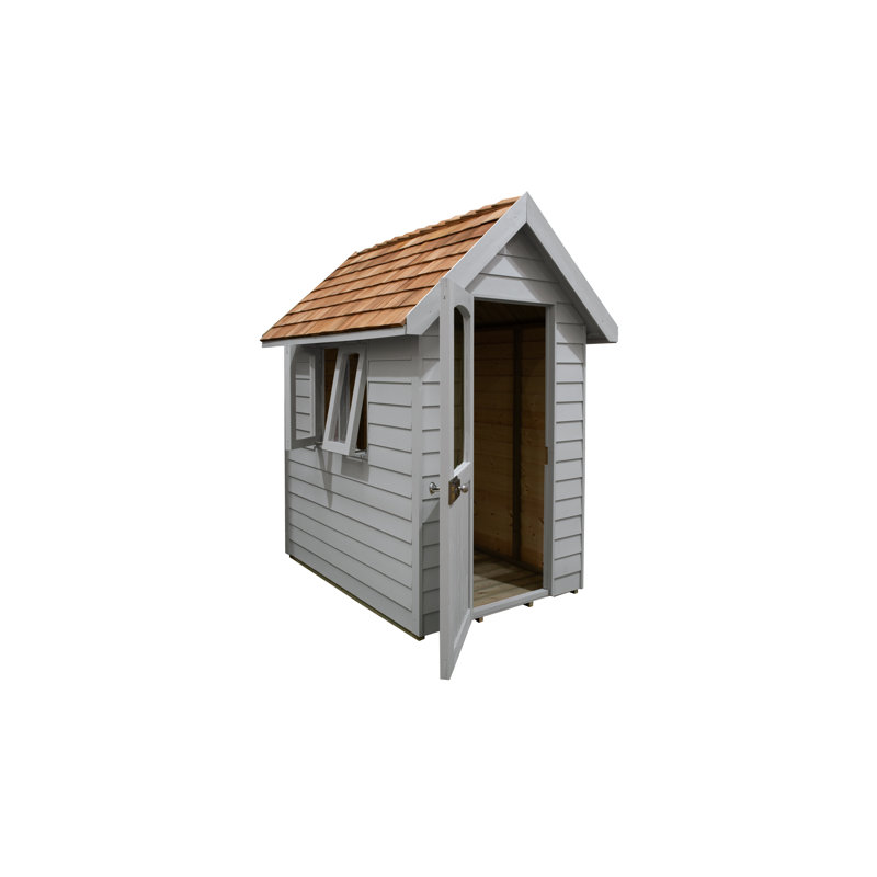 Forest Retreat 4 ft. W x 6 ft. D Overlap Apex Wooden Shed with Installation Service, Grey