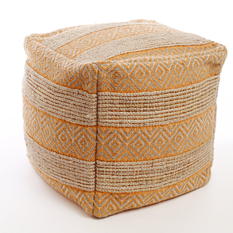 Meka Upholstered Pouf, Orange