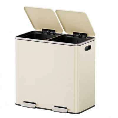 2 x 10.6 Gallon Compartments Trash Can with 15 Trash Bags