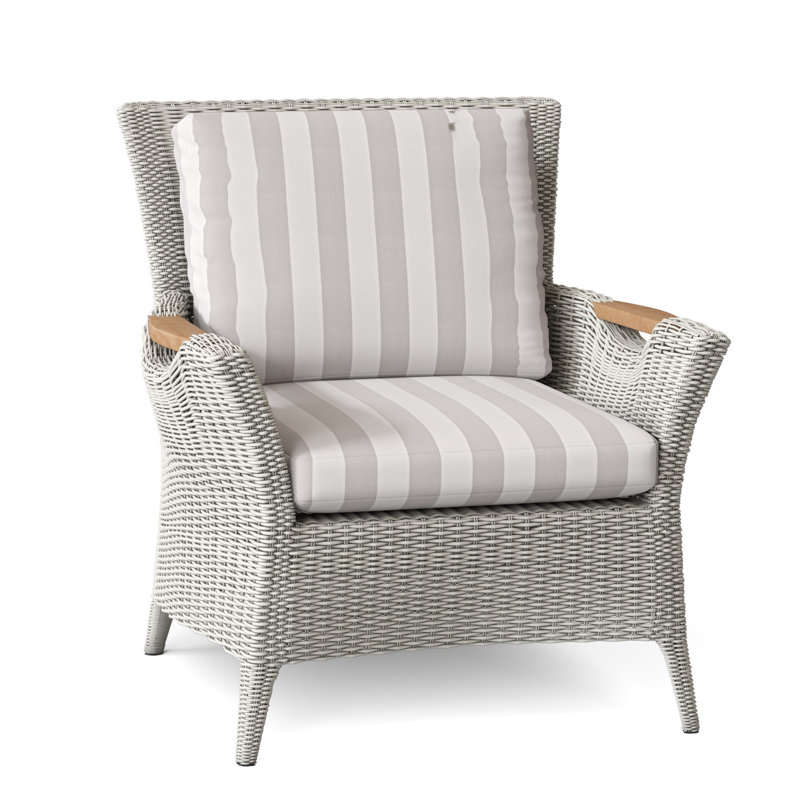 Culebra Outdoor Teak Armchair, Canvas Navy Sunbrella® Canvas, Sea Salt