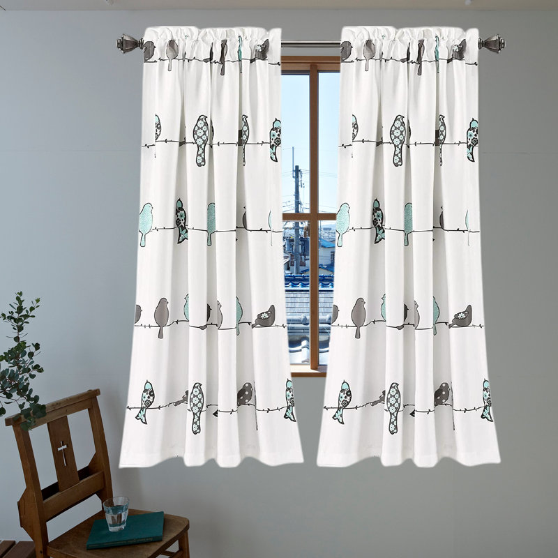 Room Darkening Curtain Pair, Light Blue/Gray, 52" W x 63" L