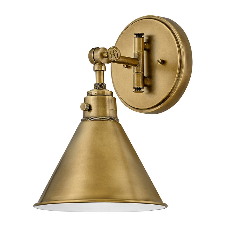 Arti 7.75-in Swing Arm Single Light Wall Sconce with On/Off Switch, Heritage Brass