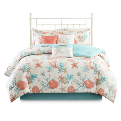 7 Piece Comforter - , Cotton , Coral King Bedding Beach