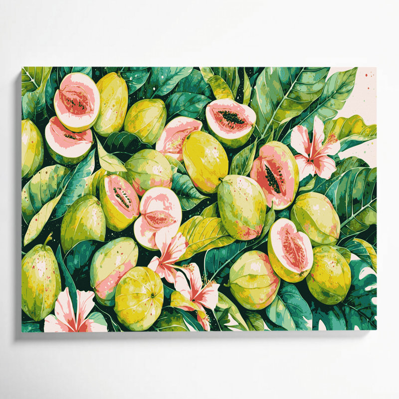 Art mural sur toile jaune hawaïen goyave, H 11 po x l 14 po
