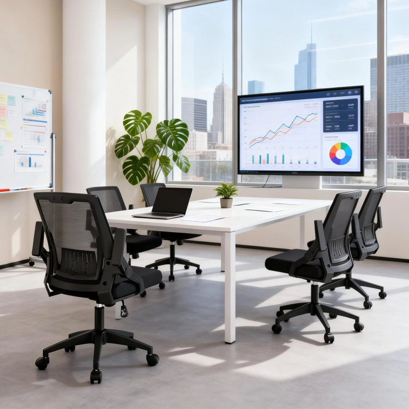 Ergonomic Mesh Office Chair, Adjustable Height Rolling Task Chair With Flip-Up Armrests and Lumbar Support
