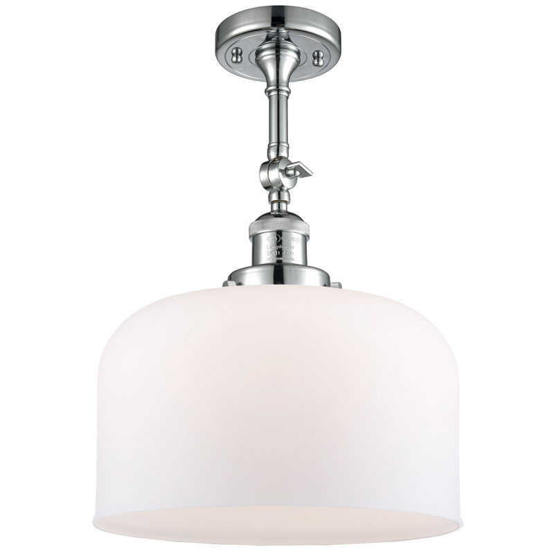 Plafonnier semi-encastré 1 lumière 12 po Temescal, Ampoule non incluse, Blanc mat, Chrome poli