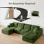 Canapé Cloud modulaire de 140 pouces (356 cm) sans os pour salon, avec assise profonde et confortable en forme de U et compression, aucun assemblage requis.-575561598