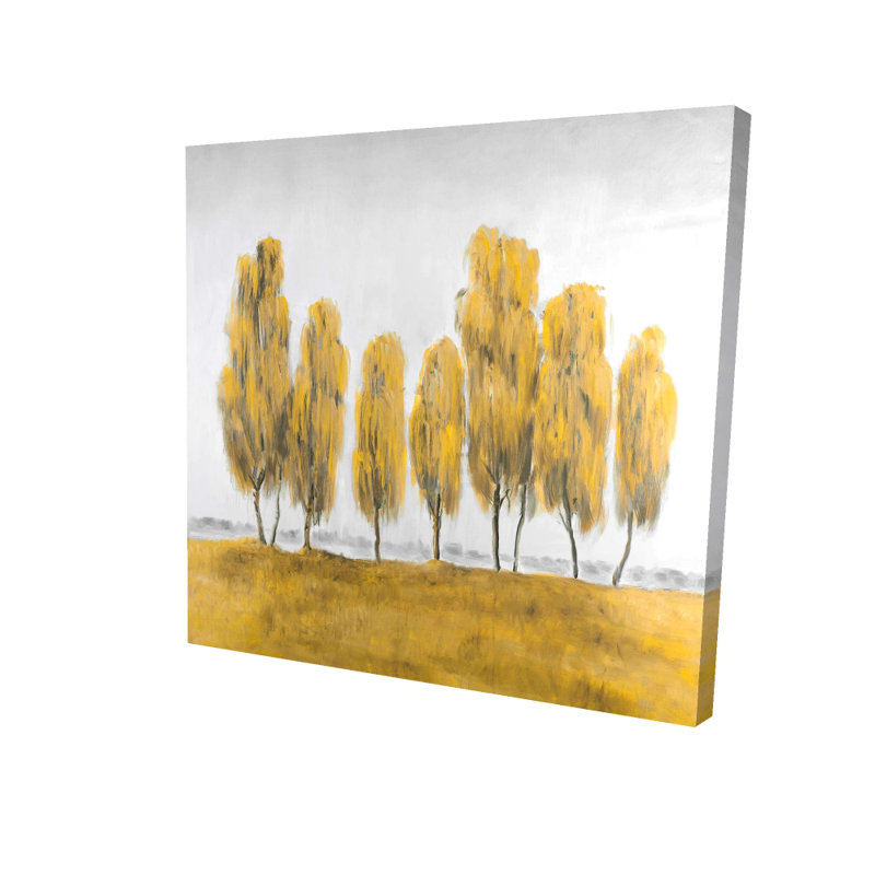 " Seven Abstract Yellow Trees " Painting Print