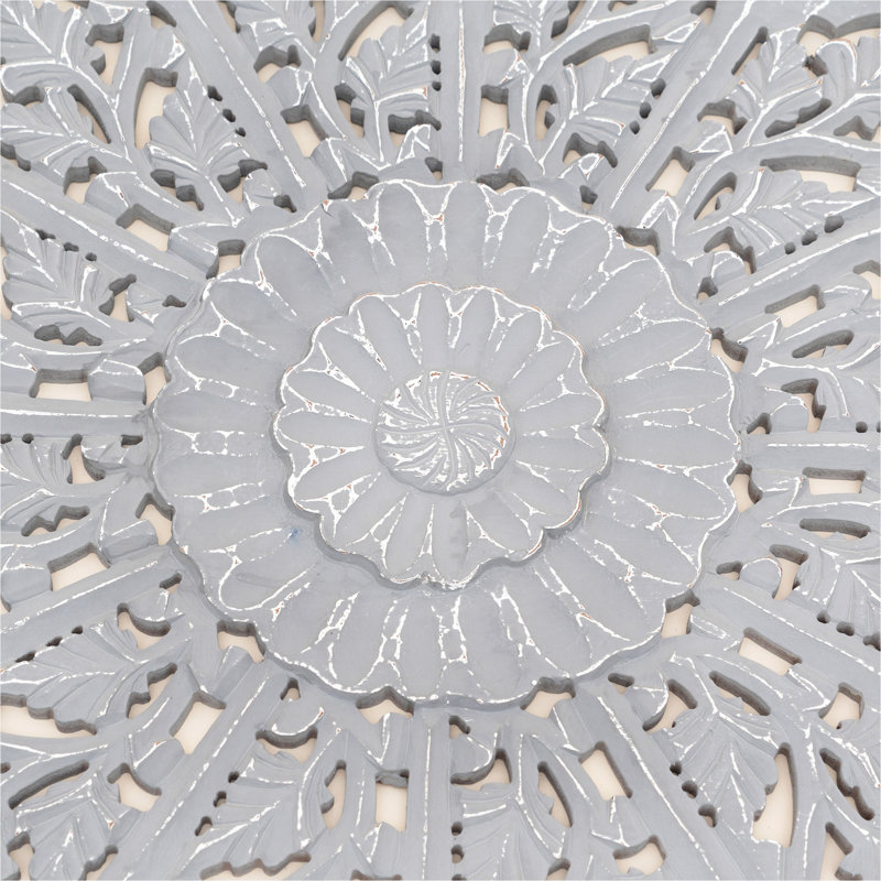 Panneau d'art mural en bois fabriqué à la main, grande décoration murale en bois sculpté de 48 x 48 pouces Mandala