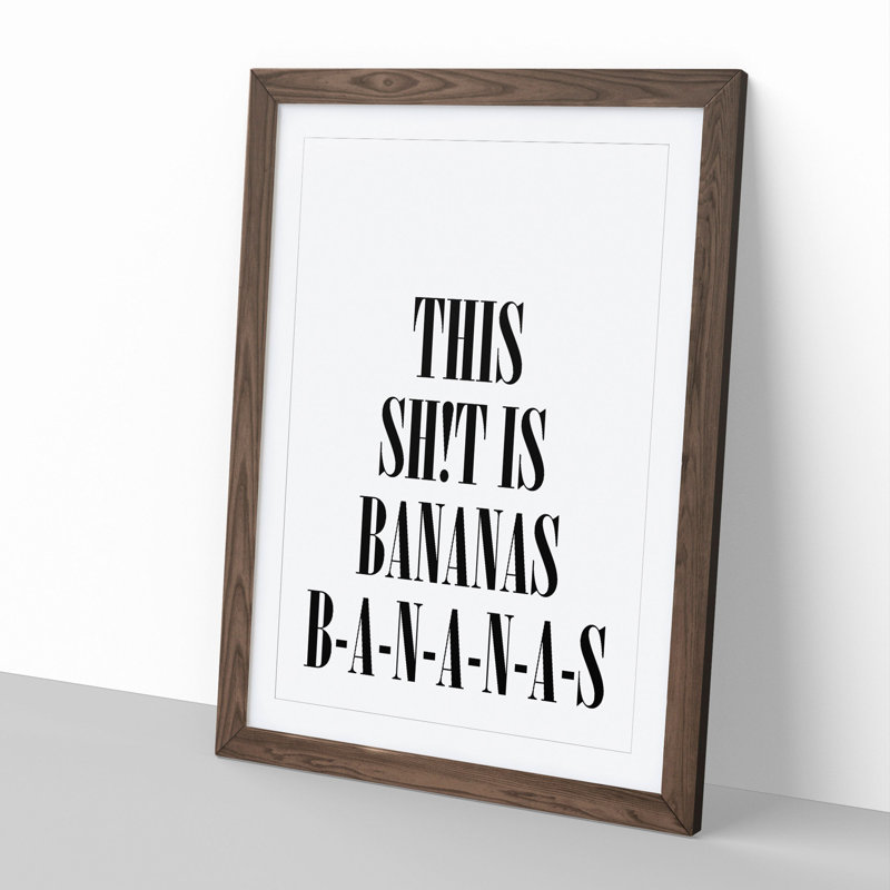 Bananas - Picture Frame Typography, 48cm H x 36cm W x 2cm D, Walnut