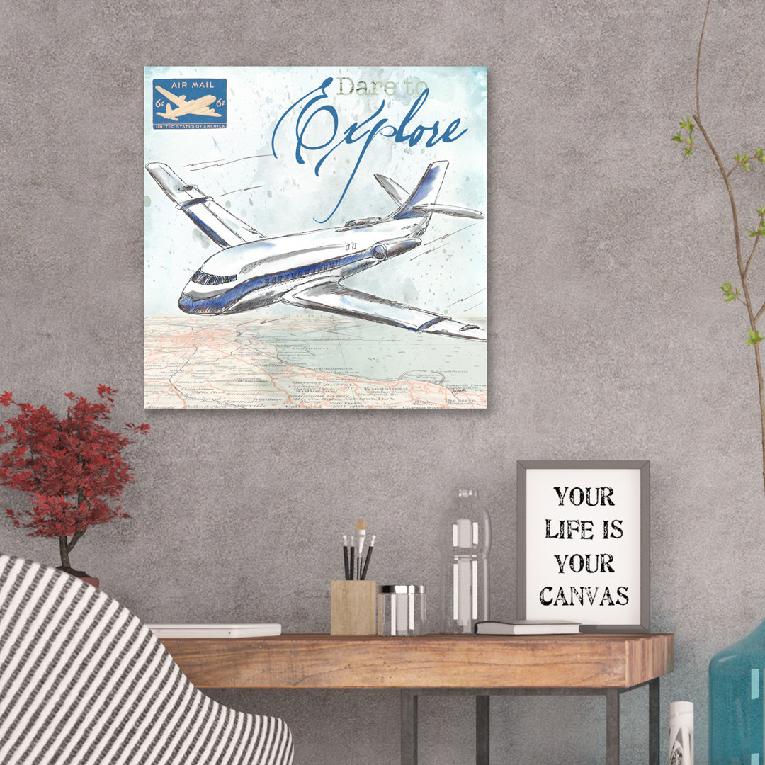 'Airplane I' by Tre Sorelle Studios Vintage Advertisement on Wrapped Canvas