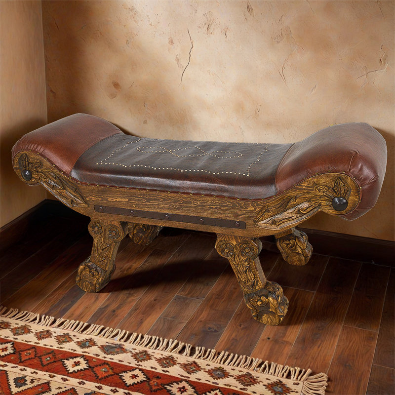 Ellarene Genuine Leather Upholstered Bench