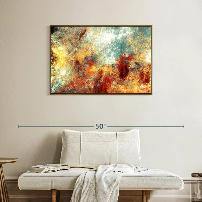 Frozen Fire Madiun, Cadre flottant doré, 37 po x 25 po