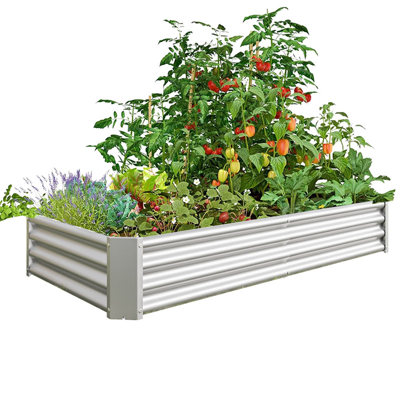 Lit de jardin surélevé Nekeda, H 11,76 po x l 91,2 po x P 44,4 po, Argent