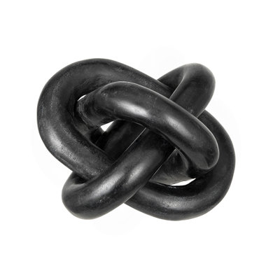 6X6x6" Decorative Marble Chain Sculpture, Black