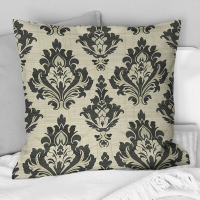 Ivoire crème damassé Harmony II - Coussin décoratif transitionnel