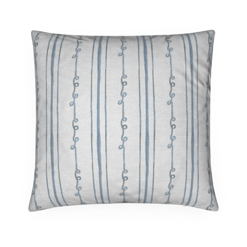 Sister Stripe Square Pillow Cover & Insert, 22"H x 22"W, White/Watercolor Blue Striped