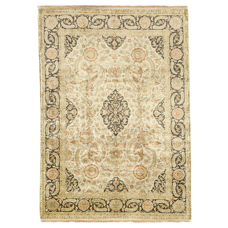 High-Quality Hand-Knotted Grey And Black Area Rug