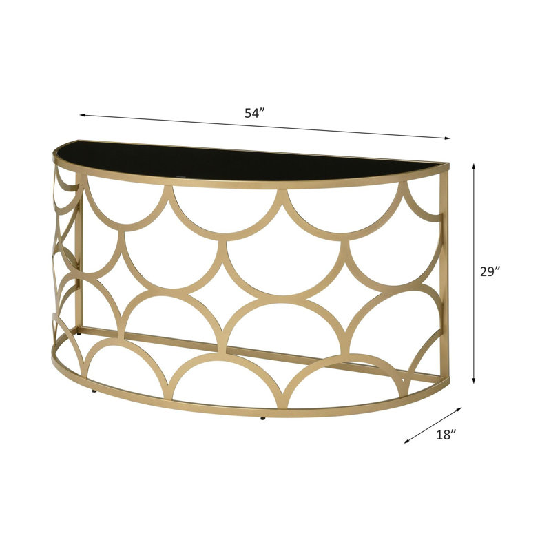 Eckel Contemporary 54"L Console Table with Half-Moon Style in Gold and Black