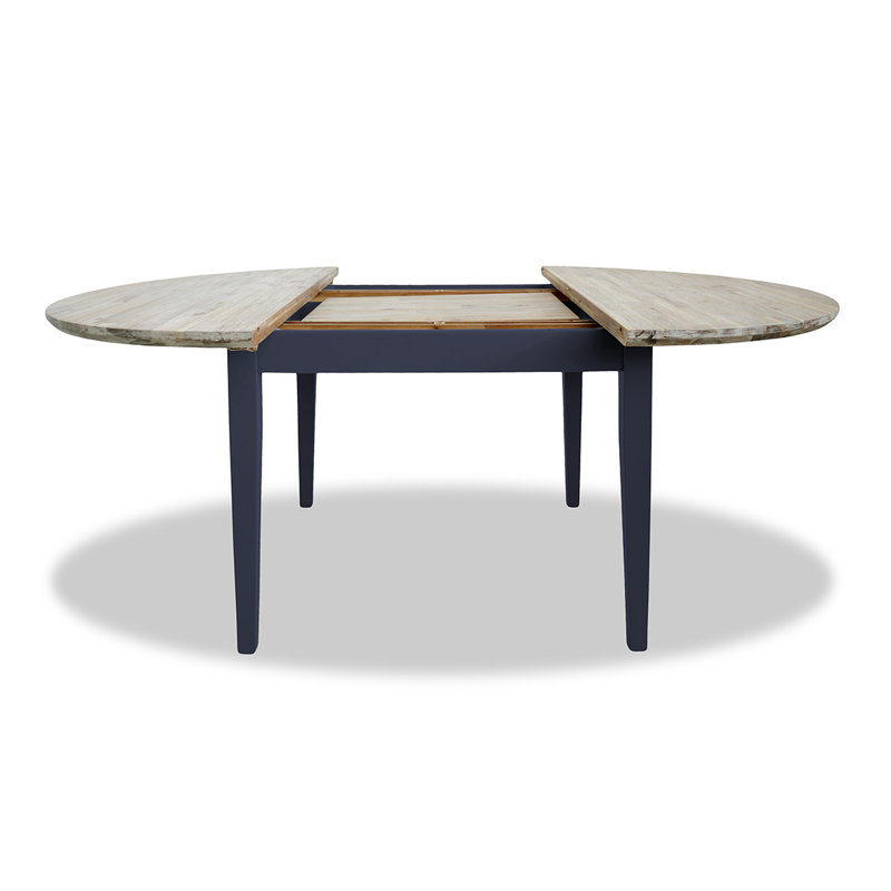 Chatham Extendable Round Solid Wood Top Dining Table, Navy Blue