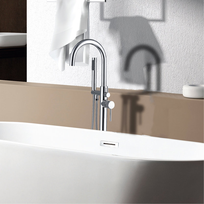 Robinet de baignoire autoportant avec douche à main - Design durable en métal