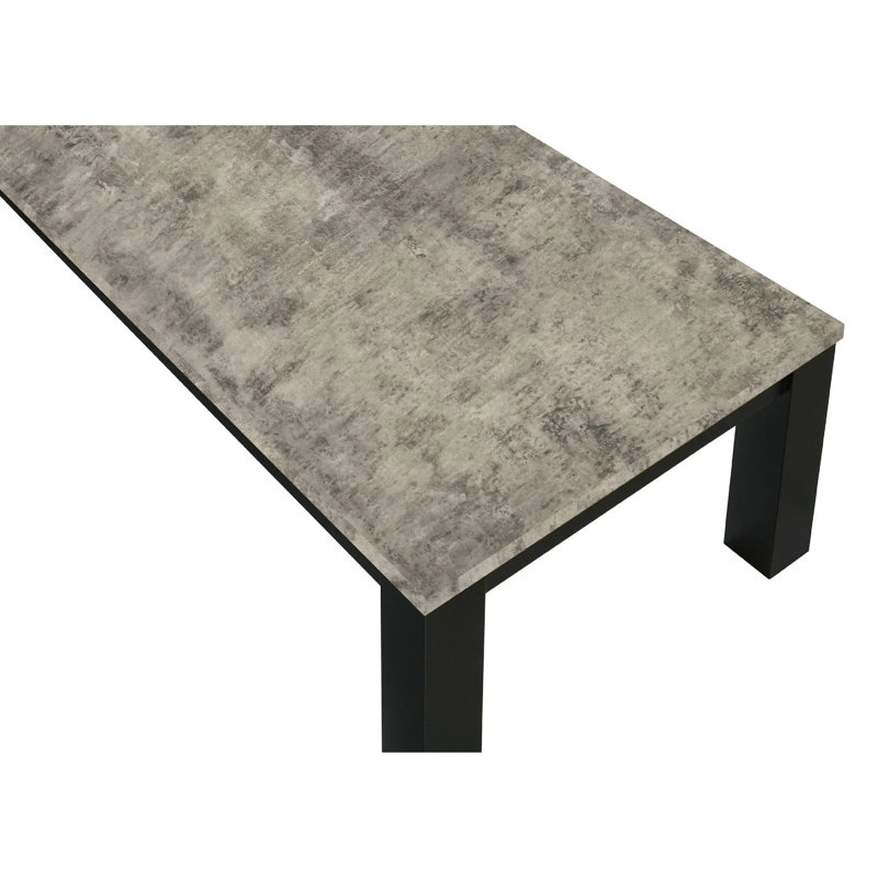 Ensemble de 3 tables basses et 2 tables de bout, plateau en béton gris, pieds en bois noir