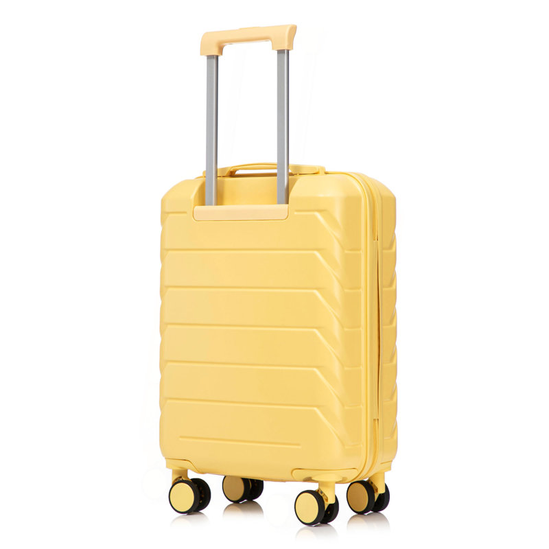 14 "/ 20" 2 pièces / ensemble dans un bagage à roulettes en ABS, avec serrure à combinaison, étui à cosmétiques 14 "(jaune)