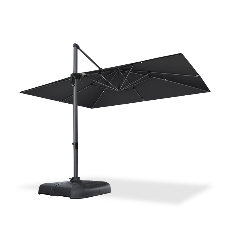 Parasol incurvé rectangulaire ajustable avec base Bennit, Noir