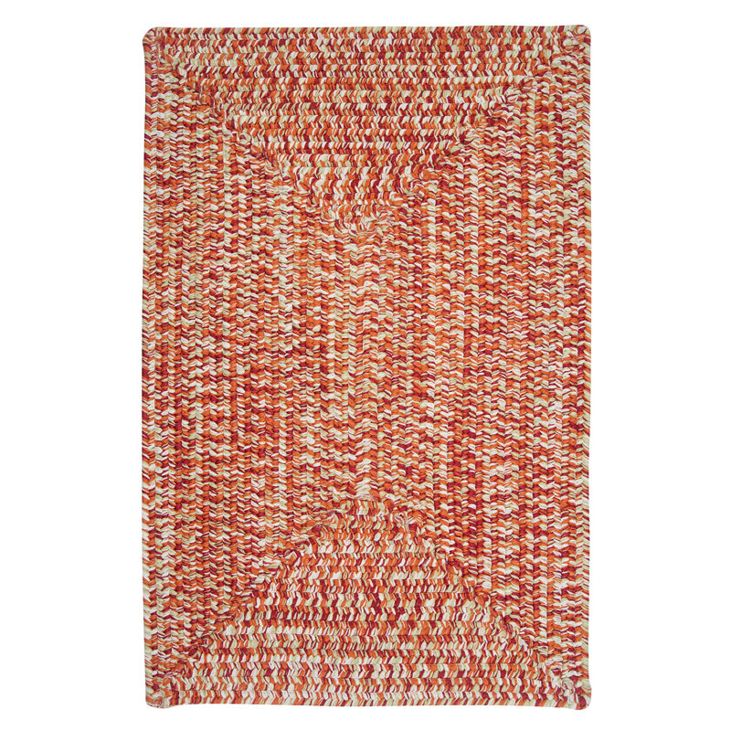 Tapis réversible intérieur / extérieur Ashiah - rouge boule de feu, Rectangle 8 pi x 10 pi