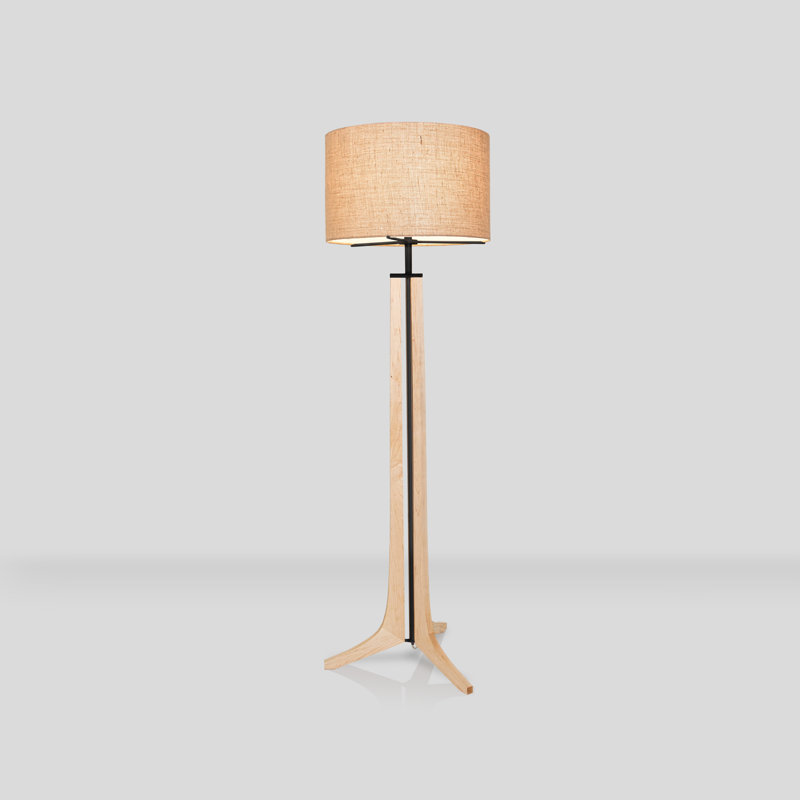 Lampe de plancher 72 po forma, Toile de jute, Aluminium anodisé noir, Érable