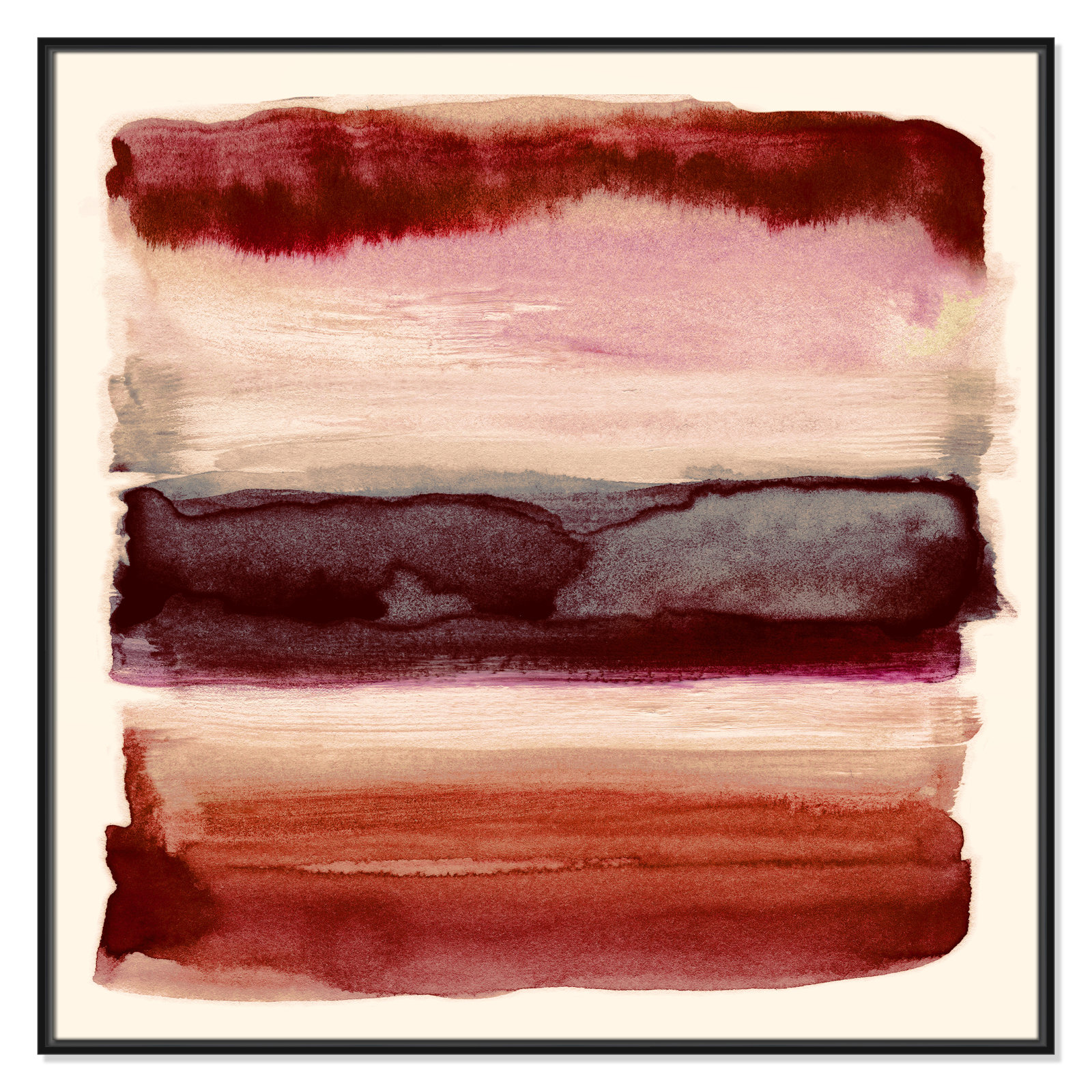 Sky Collection "Burgundy Sky II" Print by Nan, 41.5" H x 41.5" W, Black
