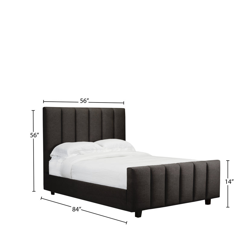 Lit plateforme en tissu d’ameublement, Double, Espresso