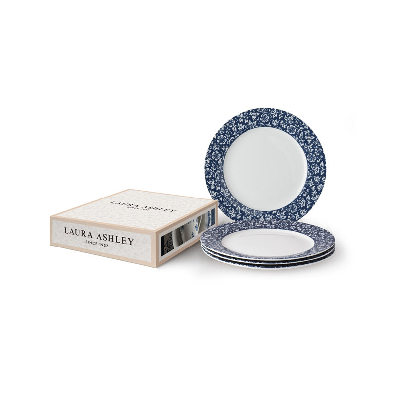 Porcelain Blue and White Floral Salad/Dessert Plates Set of 4