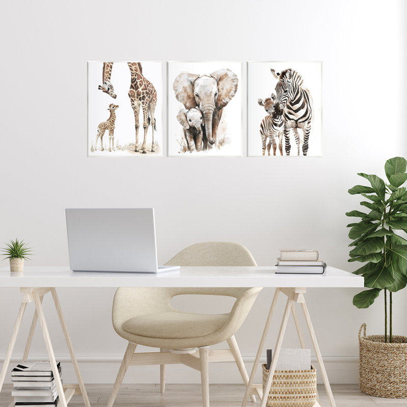 Plaque murale Jungle Animal Babies with Mothers, design par Ramona Murdock