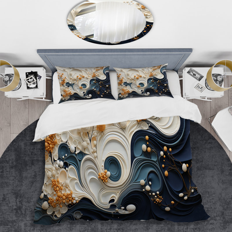 Ensemble de housse de couette en microfibre / polyester à encre liquide Spiralscape III