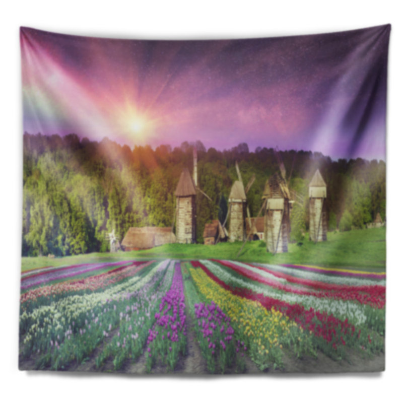 Tapisserie tulipes à ressorts à fleurs Landscape, H 68 po x l 80 po